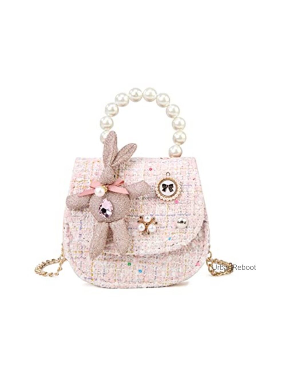 Girls Bunny Crown Crossbody Bag Pearl Handle Mini Purse
